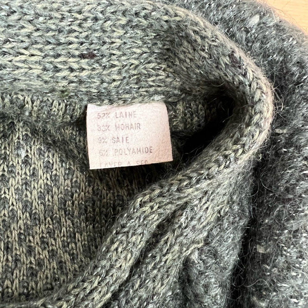 Rare 70s Luxury Nina Ricci West End Forest Green Mohair Scarf Long Sweater Coat - Picture 11 of 16